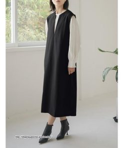マキシ | ベストワンピース ラシャベスト ラシャワンピース ロング丈 ノースリーブ 袖なし レディース ロングベスト ワンピース 無地 大人 ラシャ スリット ポケット