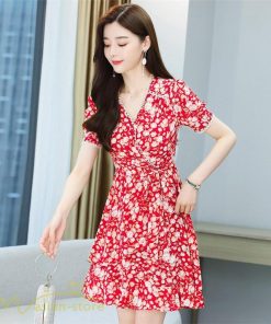 ミディアム | サマーワンピース レディース 夏服 膝丈 ミディアムワンピース 上品 サマーワンピース 上品 2XL 大きいサイズ きれいめ Aラインワンピース Vネック