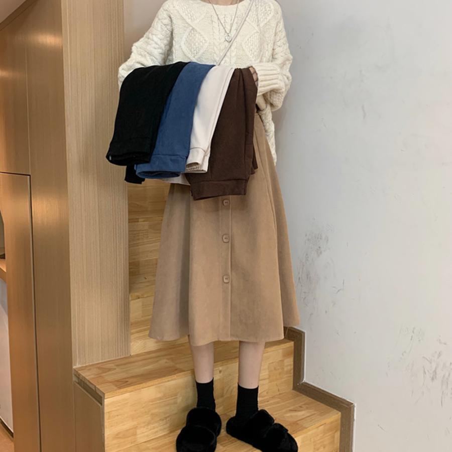フレアスカート | ミモレ丈スカート ボトムス スカート 女性 スカート 春秋冬 レディース ファッション 後ろウエストゴム