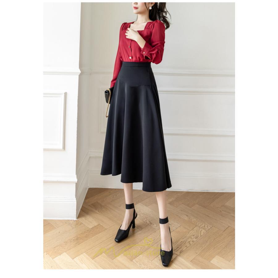 スカート | レディース ロング ミモレ フレアAライン ロング着痩せ 通勤 通学 オフィス OL オシャレ キレイめ カジュアル 20代30代40代50代