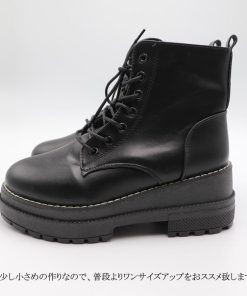 ショートブーツ | レースアップ 厚底 ブーツ 春秋冬 歩きやすい ワークブーツ ショート シューズ 美脚 レディース