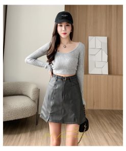 スカート | ミニ秋冬 レザー 無地 レディース 40代 Aライン 30代 20代 50代 着痩せ 通勤 オシャレ カジュアル オフィス OL 着痩せ ベルト付き