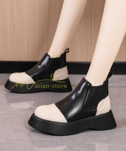 ショートブーツ | ブーティー ブーツ 厚底ブーツ レディース シューズ 靴 太ヒール チャンキーヒール 合皮ブーツ PUブーツ くつ 黒靴 春秋冬 美脚 大人 厚底靴