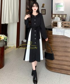 マキシ | ロングワンピース 秋物 レディース ミモレ丈 Aラインワンピース 切り替え フェイク レイヤード風 重ね着風 30代40代 着やせ 上品感 お呼ばれワンピース