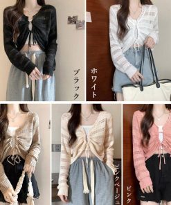 透かし編みトップス | フロントドロストニットトップスレディース