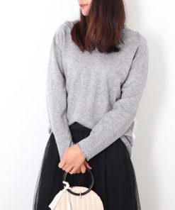 ニット・セーター | シンプル ニットトップス 長袖 ニットパーカー Vネック レディース プルオーバー フード付き 秋冬 ニットセーター