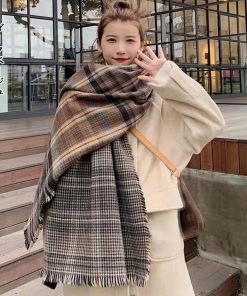 マフラー | チェック柄大判ストール 両面マフラー秋冬
