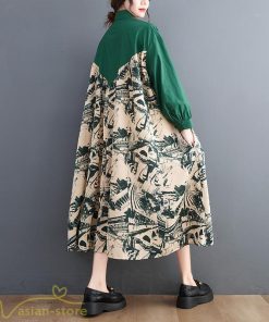 シャツワンピース | 長袖 ミディアムワンピース 切り替え ゆったり フリーサイズ 体型カバー 秋コーデ カジュアル 上品 大人 ワンピース ひざ丈 オーバーサイズ