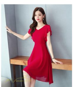 ミディアム | ミディアムワンピース レディース 着痩せ 半袖 大きいサイズ ワンピース Vネック 無地 エレガント 二次会 お呼ばれ きれいめ 40代 新作 20代 夏 膝丈 30代