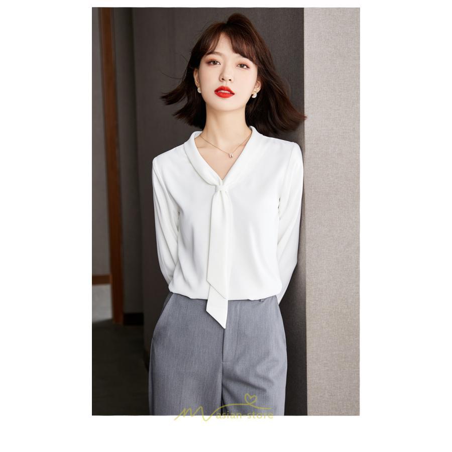 シャツ・ブラウス | ブラウス レディース 長袖 秋冬 オフィス フォーマル スーツ インナー 白 シフォン 大きいサイズ ビジネス 20代 通勤 40代 体型カバー 30代 秋服
