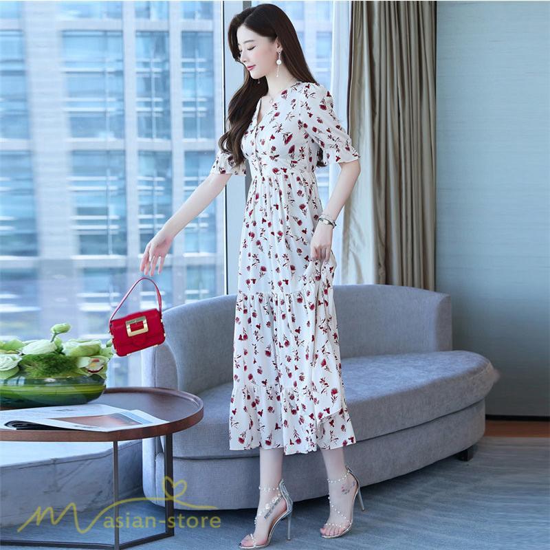 マキシ | ロングワンピース レディース カジュアル 半袖 ロング丈 ワンピース 着痩せ サマーワンピース おしゃれ カジュアル 上品 きれいめ 花柄 40代 20代 夏服 30代