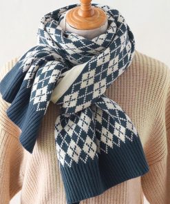 マフラー | アーガイル柄 ニットレトロ風
