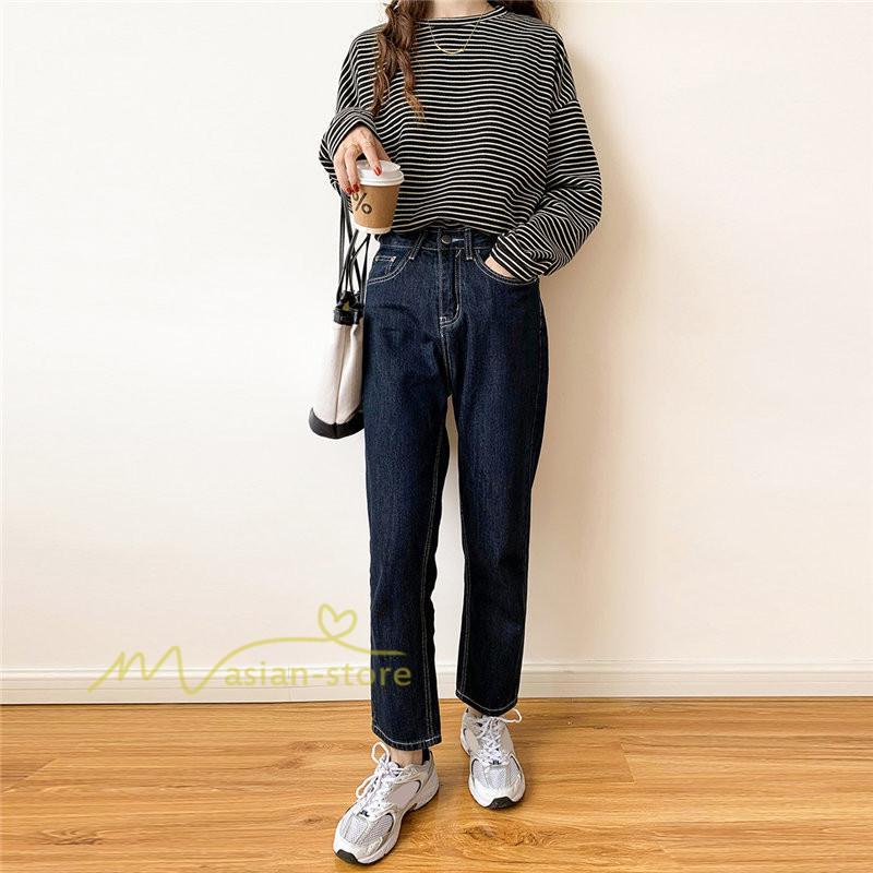 tシャツ・カットソー | Tシャツ レディース トップス 長袖 カットソー ボーダー シンプル ボートネック ストライプ柄 20代30代40代50代 着回し 通勤通学 お出かけ カジュアル 着痩せ