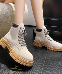 ショートブーツ | レディース ブーティー 太ヒール ブーツ ショートヒール カジュアル レースアップ コスプレ靴 厚底 歩きやすい ローヒール靴 編み上げブーツ