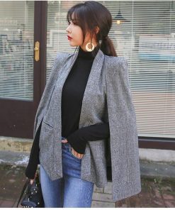 コート・ジャケット | 即日発送ポンチョコート マント ビジネスカジュアルウェア テーラードジャケット グレンチェック フォーマル レディース エレガント S XL L M 千鳥柄 長袖