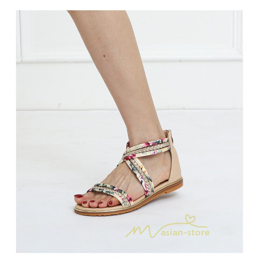サンダル ミュール | サンダル レディース 歩きやすい ウェッジソール バックファスナー ローヒール フラットサンダル 2021年夏 ぺたんこサンダル ストラップサンダル 歩きやすい