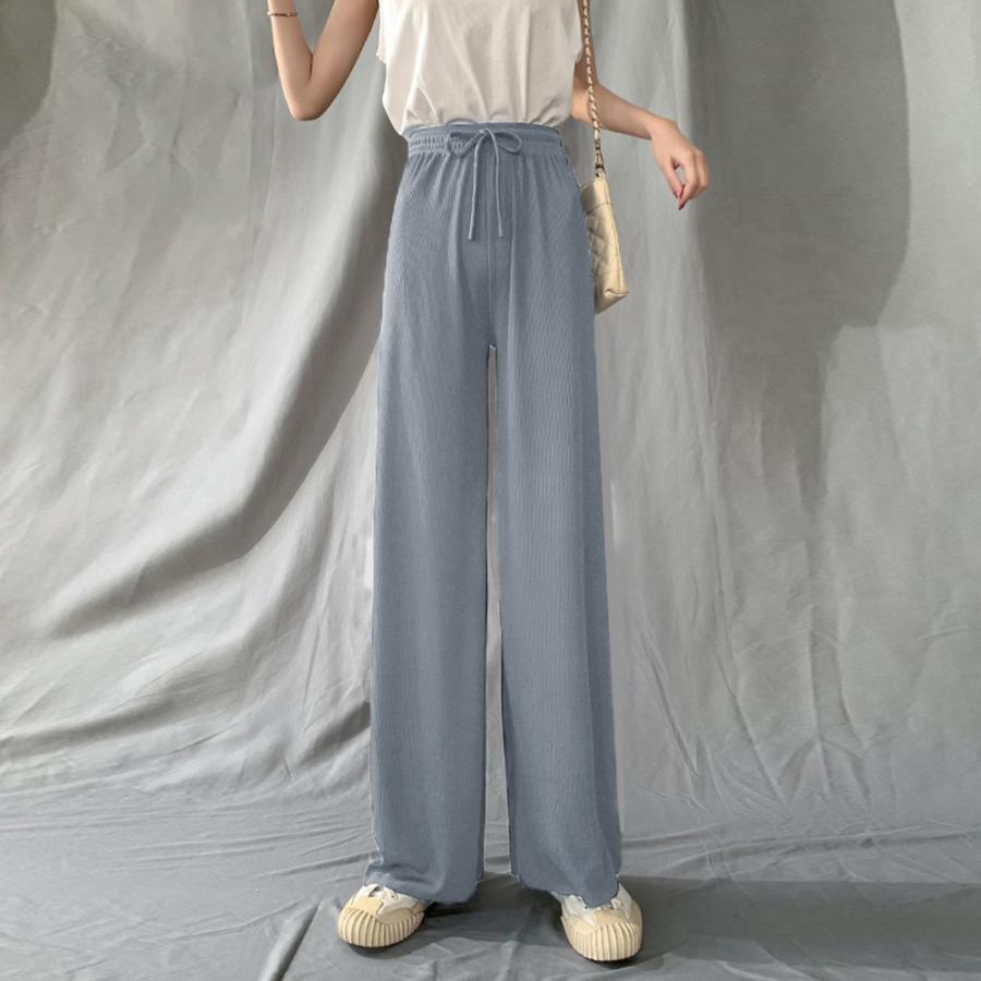 ワイドパンツ | ハイウエスト レディース ストレートパンツ 接触冷感 ロングパンツ ハイウエストサマーパンツ リラックスパンツ