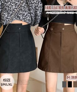 ミニスカート | PUレザー ハイウエスト
