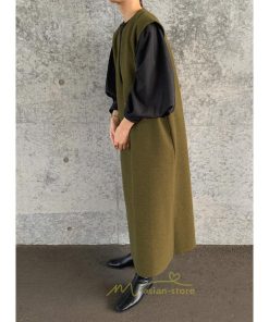 マキシ | ワンピース ジャンパースカート ジャンスカ 深Vネック ロングワンピース Vネック スリット入りロングワンピース ノースリーブ オフィス 大人 30代40代