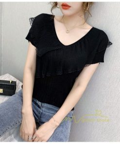 ｔシャツ・カットソー | サマーニット レディース 半袖 Vネック カラー きれいめ トップス Tシャツ ニットソー 薄手 新品 夏新作 2021 激売れ お出かけ ファッション 激売れ エレガント