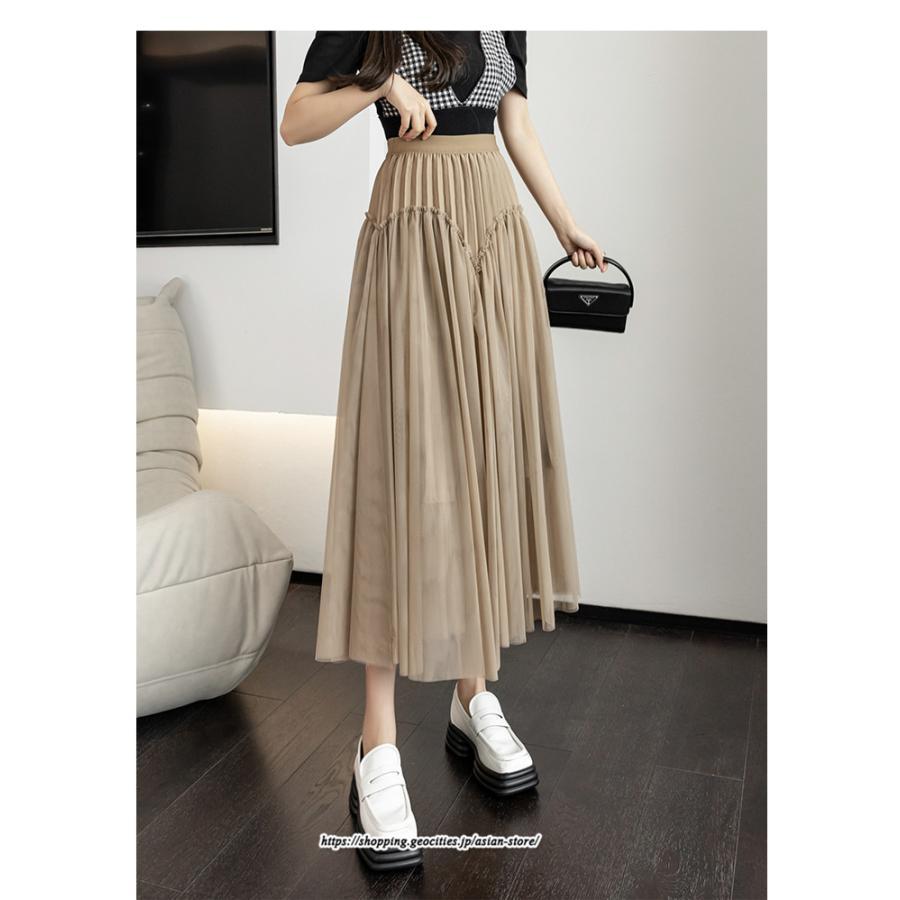 スカート | ロングティアードAラインレディース フレアハイウエスト 秋冬 無地 20代30代40代50代 オシャレ ゆったり