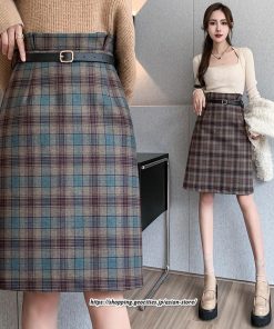 スカート | ミモレ丈 ひざ丈 レディース チェック柄 体型カバー 着痩せ Aライン ハイウエスト 上品 2022新作 通勤 秋冬コーデ オシャレ 韓国風 キレイめ