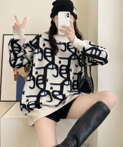 ニット・セーター | ジャガード柄ニットトップス 長袖韓国秋冬