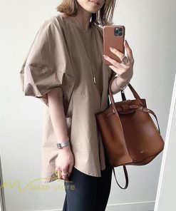 シャツ・ブラウス | ブラウス 半袖 Tシャツ 五分袖 レディース 夏物 トップス パフスリーブ 無地 可愛い ゆったり 20代30代 丸ネック 40代50代 体型カバー オフィス OL 大人
