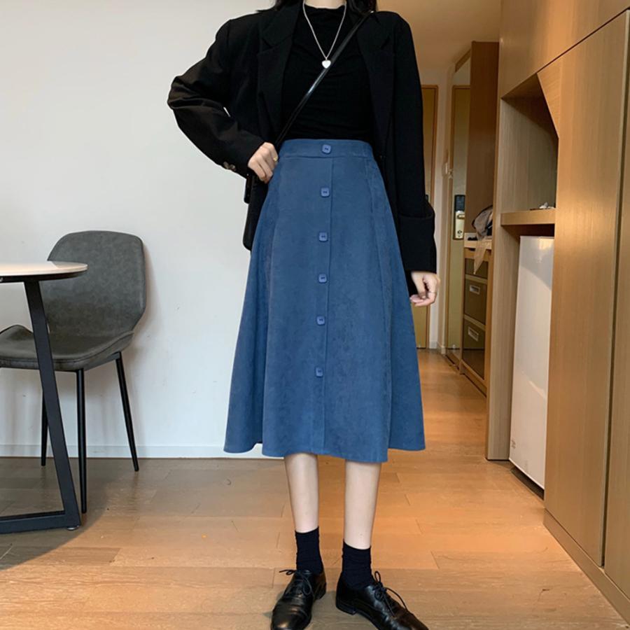 フレアスカート | ミモレ丈スカート ボトムス スカート 女性 スカート 春秋冬 レディース ファッション 後ろウエストゴム