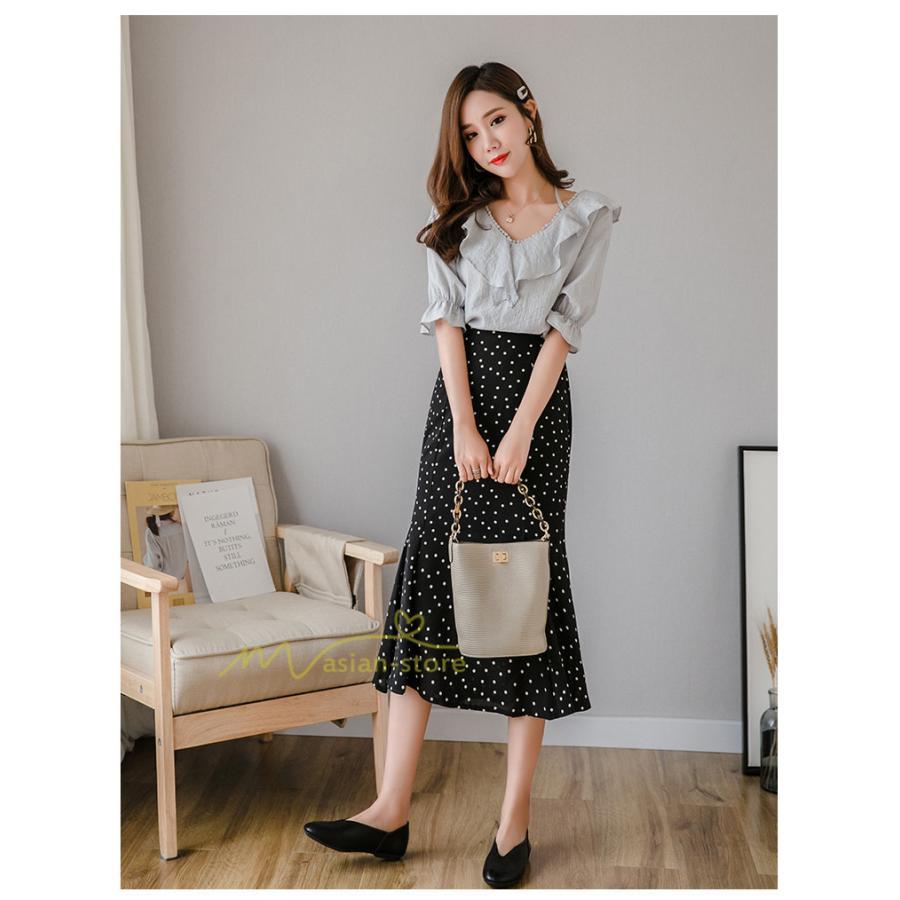スカート | マーメイドマーメイド レディース ボトムス ロング丈 美シルエット ドット柄 シフォン20代30代40代 通勤通学 春夏 カジュアル 2022