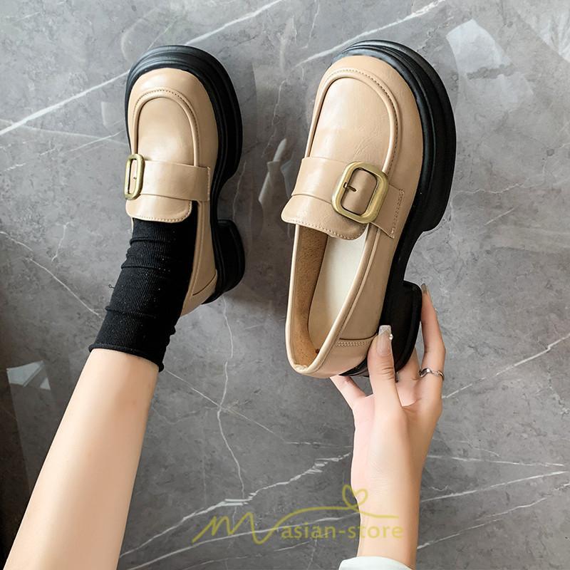 ローファー | レディース 靴 シューズ レザー調 合皮 厚底 履きやすい 韓国風 人気 クラシック 可愛い パンプス 通勤 春 夏 通学 冬 学生靴 秋