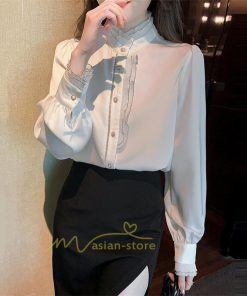 シャツ・ブラウス | ブラウス レディース きれいめ 40代 春秋新作 オシャレブラウス 白ネックシャツ 立ち襟 20代30代 通勤通学 カジュアル 夏物 お出かけ フォーマル 着痩せ 上品