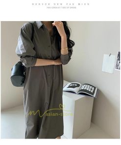 マキシ | シャツ シャツワンピ ワンピース ロング マキシ丈 シャツ 前開き 長袖 シャツ ひざ下丈 大きいサイズ アウター ワンピース 無地 体型カバー 20代30代40代50代