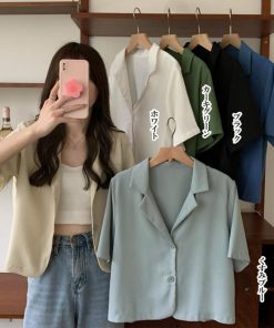 テーラードジャケット | ベーシッククロップド丈半袖ジャケット