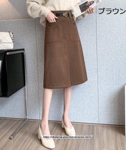 スカート | ミモレ丈 ひざ丈 レディース スリット リゾート 体型カバー 着痩せ Aライン 上品 2022新作 オシャレ キレイめ 韓国風 ポケット 秋冬
