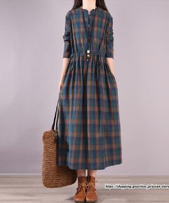 マキシ | チェックワンピース 秋ワンピース ロングワンピース 長袖ワンピース レディース ワンピース 秋物 ロング丈 ゆったり チェック柄 長袖 リボン付き 大人 30代