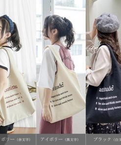 トートバッグ | ロゴキャンバスバッグ ホワイト 布 帆布 可愛い レディースa4キャンバス大容量 軽量 エコバッグ