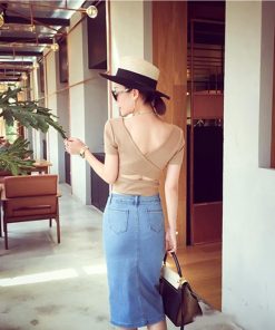 スカート | デニムタイト夏スリット ヒップアップ 夏服 無地 おしゃれ 20代30代 美ライン 女っぽい フェミニン 大人 オフィス