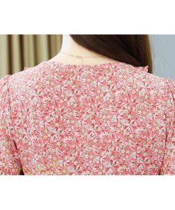 ミディアム | ワンピース レディース 小花柄 きれいめ 半袖 Aラインワンピース 着痩せ 日常感 Vネック 大きいサイズ 30代 サマーワンピース 上品 40代 大人 膝丈