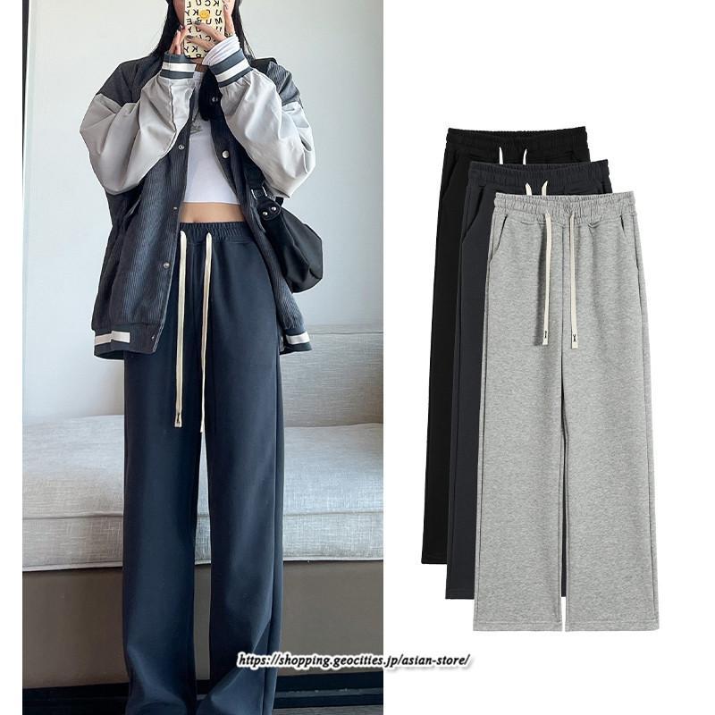 ワイドパンツ | スウェットパンツ レディース パンツ 裏起毛 ズボン ロングパンツ 秋 冬 カジュアル 無地 ウエストゴム 楽ちん ルームウェア シンプル 綿 コットン 動きやすい