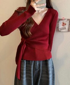 ニット・セーター | カシュクールリブニットトップス 大人秋服