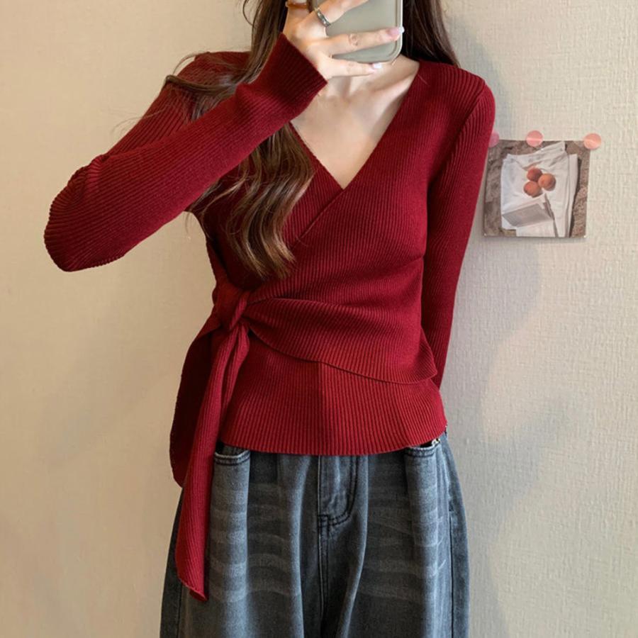 ニット・セーター | カシュクールリブニットトップス 大人秋服