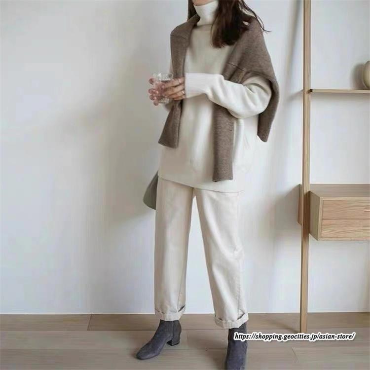 ニット・セーター | ニット レディース セーター 綿 タートルネック 秋 冬 長袖 トップス コットン 黒 白 大きいサイズ 30代 綿ニット 20代 40代 おしゃれ 50代