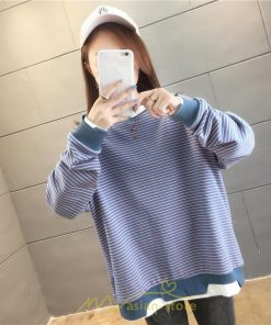 パーカー | 重ね着風トレーナー レディース 長袖 トップス カジュアル スウェット 丸首 プルオーバー ゆったり 抜け感 シンプル 大人 無地 ボーダー柄