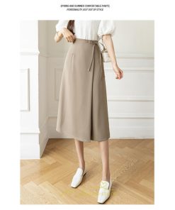 スカート | ひざ丈 ひざ下 ハイウエスト Aライン レディース エレガント レトロ風 着痩せ 上品 トレンド ゆったり 女子会 OL フォーマル 通勤 ビジネス 就活