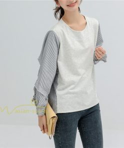 シャツ・ブラウス | Tシャツ レディース トップス 長袖 秋コーデ 切り替え パフスリーブ カットソー ブラウス ゆったり 可愛い カジュアル オフィス 20代30代40代 シンプル 春夏秋