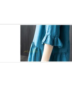 ミディアム | ワンピース レディース 40代 50代 半袖 きれいめ ゆったり ミディ丈 30代 ミディアム丈 綿麻混ワンピース 韓国ファッション 丸首 上品 カジュアル 夏物 お出かけ