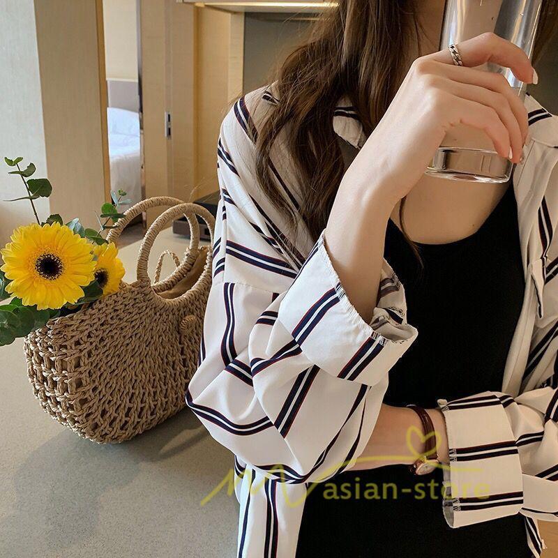 在庫ある | 短納期シャツレディースブラウス ビジネスカジュアルゆったりシャツトップス フォーマルシャツ オフィスブラウス ストライプ 薄手 通学通勤 春夏衣装 着痩せ