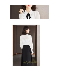 シャツ・ブラウス | ブラウス レディース トップス シャツ シフォン 長袖 白 リボン 20代 30代 40代 通勤 カジュアル ナチュラル カジュアル おしゃれ 楽チン
