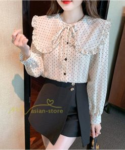 シャツ・ブラウス | ブラウス レディース きれいめ 40代 春夏秋新作 オシャレブラウス 長袖トップス ドット柄フレアブラウス 大人 韓国ファッション シャツ 通勤 20代30代 ゆったり